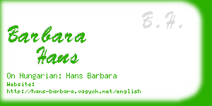 barbara hans business card